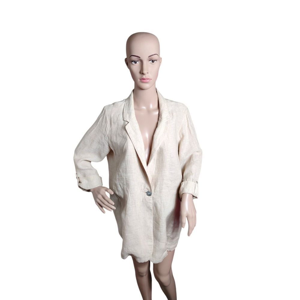 Christian Siriano Jacket Blazer Top Woman's Large‎ Cream Minimalist Simple Basic